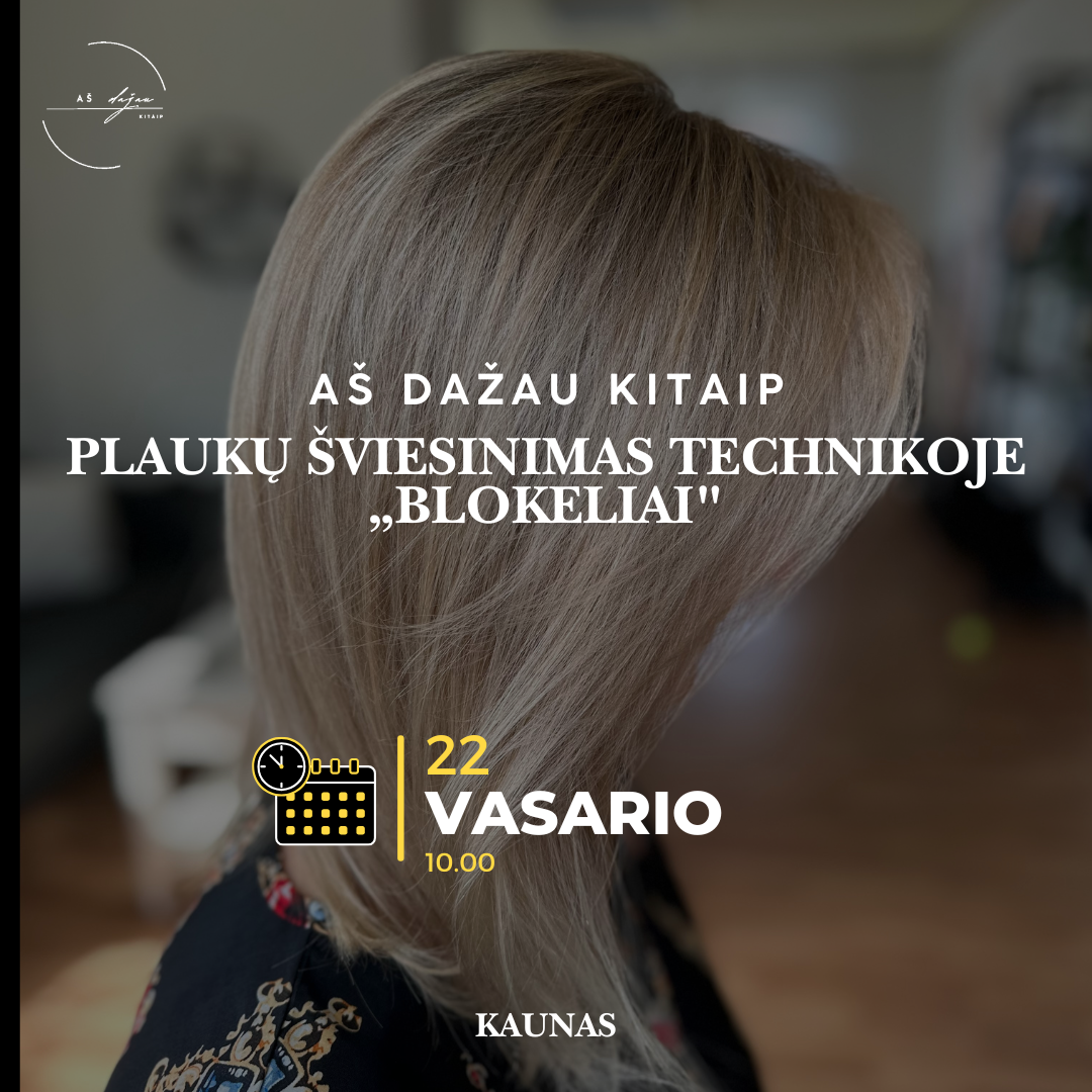 Plaukų šviesinimas technikoje „Blokeliai" - PARODOMASIS darbas Kaune