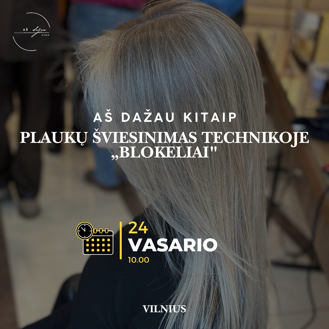Plaukų šviesinimas technikoje „Blokeliai" - PARODOMASIS darbas Vilniuje